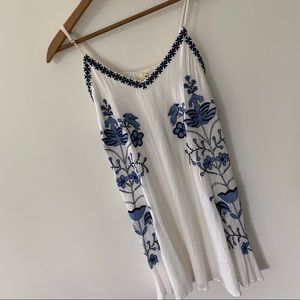 Flowy White Embroidered Dress🕊🌺